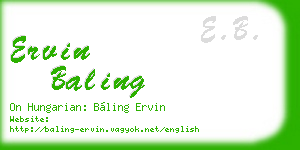 ervin baling business card